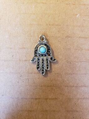 Hamsa Hand Charm Pendant - Silver Tone